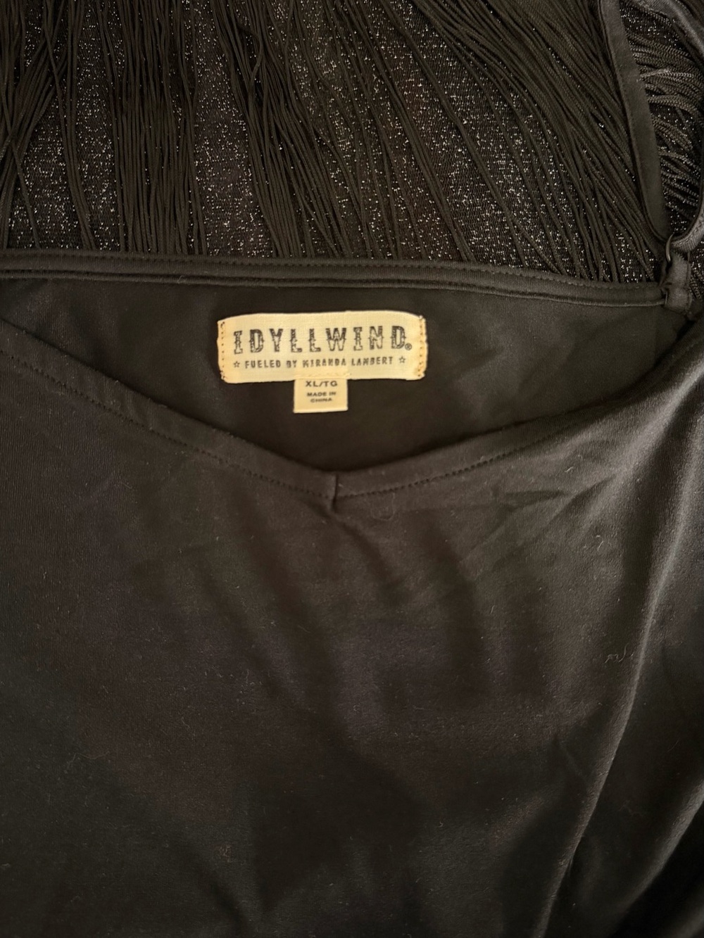 Idyllwind Metallic Mesh Black Fringe Cropped top - Picture 4 of 4